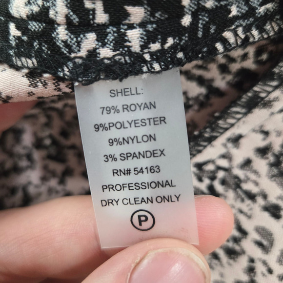 Calvin Klein Black Pink Animal Print Queen Anne Neck Sheath Dress Size 10 - Picture 6 of 8